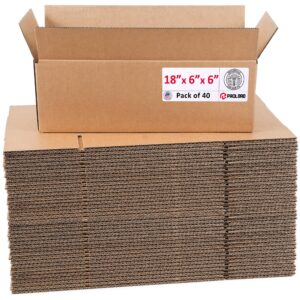 Medium Cardboard Boxes 18"L x 6"W x 6"H (Pack of 40) (CB-1866-40, B0GMPD5SVQ)