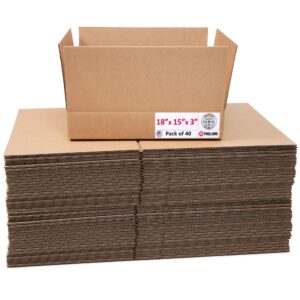 Flat Cardboard Boxes 18"L x 15"W x 3"H (Pack of 40) (CB-18153-40, B0GMPDF6FJ)