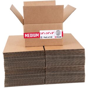 Medium Cardboard Boxes 14"L x 14"W x 8"H (Pack of 40) (CB-14148-40, B0GMPH6KFH)