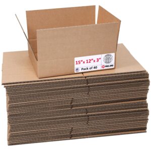 Medium Cardboard Boxes 15"L x 12"W x 3"H (Pack of 40) (CB-15123-40, B0GMPC8C5K)