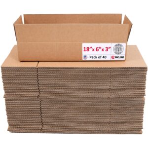 Long Cardboard Boxes 18"L x 6"W x 3"H (Pack of 40) (CB-1863-40, B0GMPFSMWR)